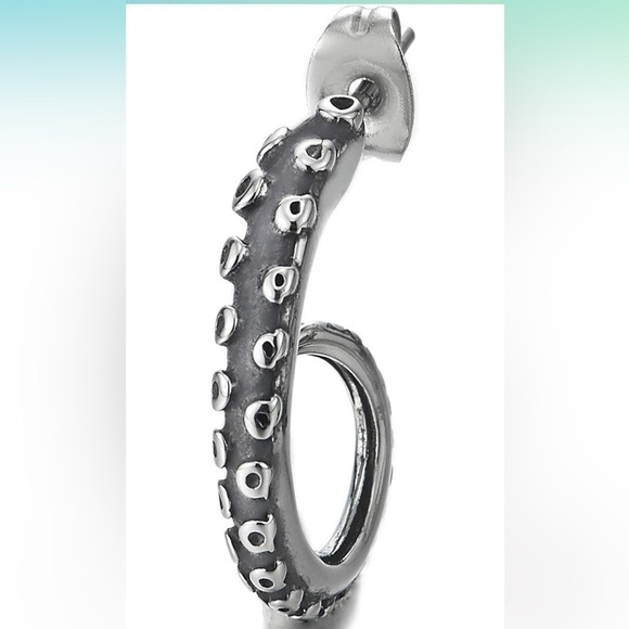 Vintage Style Earrings With Octopus Tentacle|Unisex Marine Animal Hoop Earrings - Picture 4 of 7